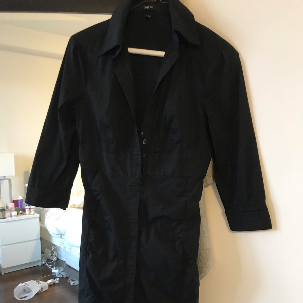 Express black button down dress